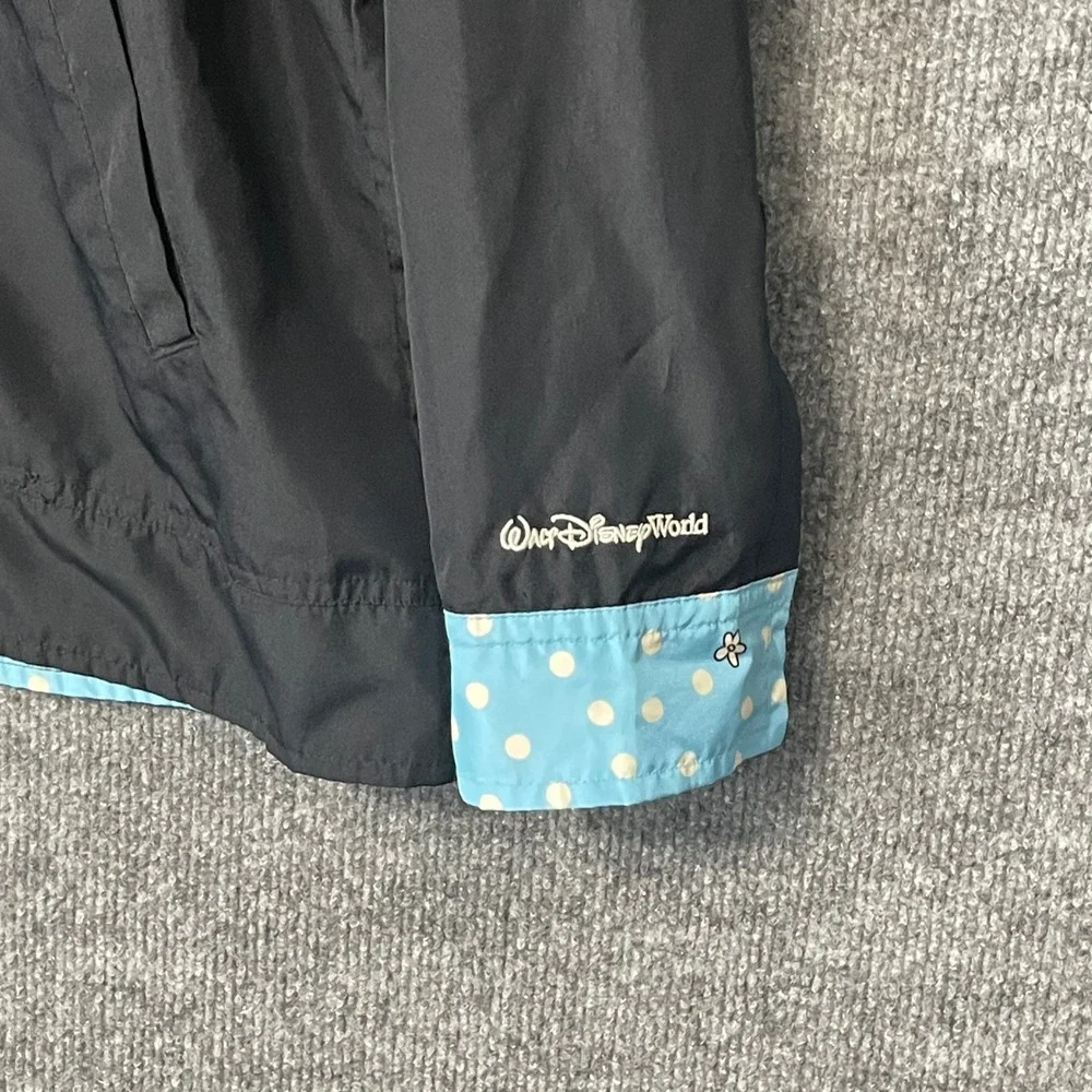Disney Parks Minnie Mouse Windbreaker Jacket Black Polka Dot Lining Womens L